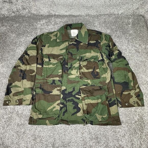 US Army Woodland Bomber Jacket Mens Medium Green Camo Outdoors 90's Y2K - Picture 1 of 5